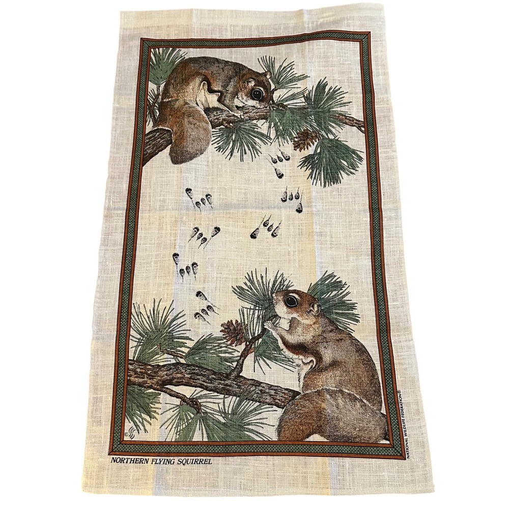 National Wildlife Federation Northern Flying Squirrel Linen Tea Towel 27.5x16.5